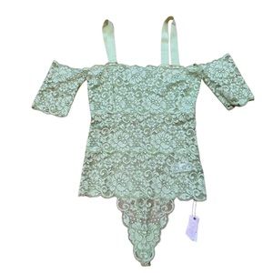 HAH Hot as Hell Green Lace Bodysuit Size:M NWT